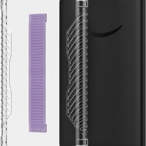 MoKo Case for 6.8" Kindle Paperwhite (11th Generation-2021) and Kindle Paperwhite Signature Edition, Hand Strap Case Ultra Slim Transparent Soft Flexible TPU Skin Bumper Back Cover Shell, Taro Purple