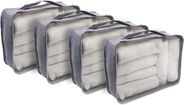 Rolling Nomad 4 Set Large Packing Cubes for Suitcases, Travel, Camping, Grey