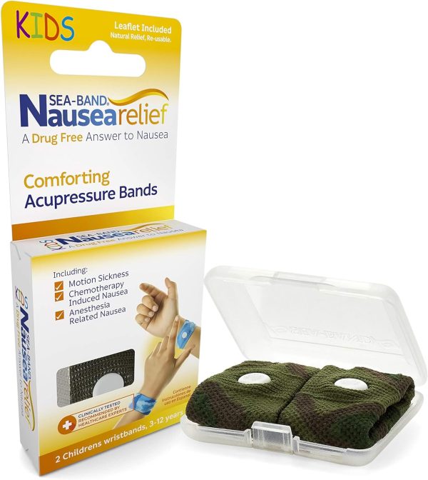 Sea-Band Anti-Nausea Acupressure Wristband for Motion & Morning Sickness, Child, 1 Pair Camouflage