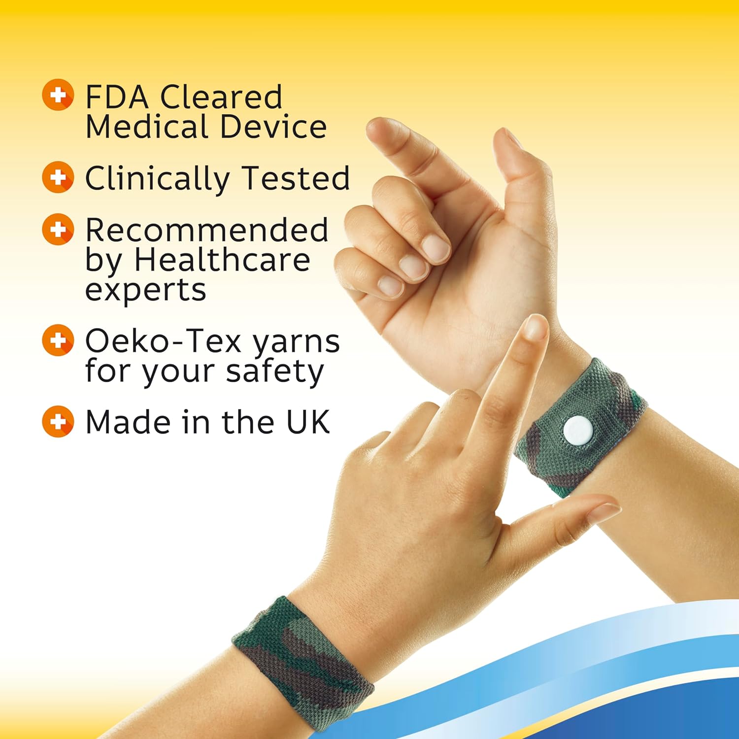 Sea-Band Anti-Nausea Acupressure Wristband for Motion & Morning Sickness, Child, 1 Pair Camouflage - Image 6