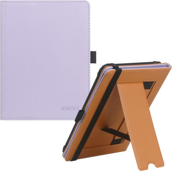 Universal Case for 6",6.8" E-Reader, Compatible with Paperwhite/Sony/kobo/Pocketbook/Nook/tolino 6-6.8inch ebook Reader,Premium PU Leather Cover with Hand Strap and Foldable Stand,Purple